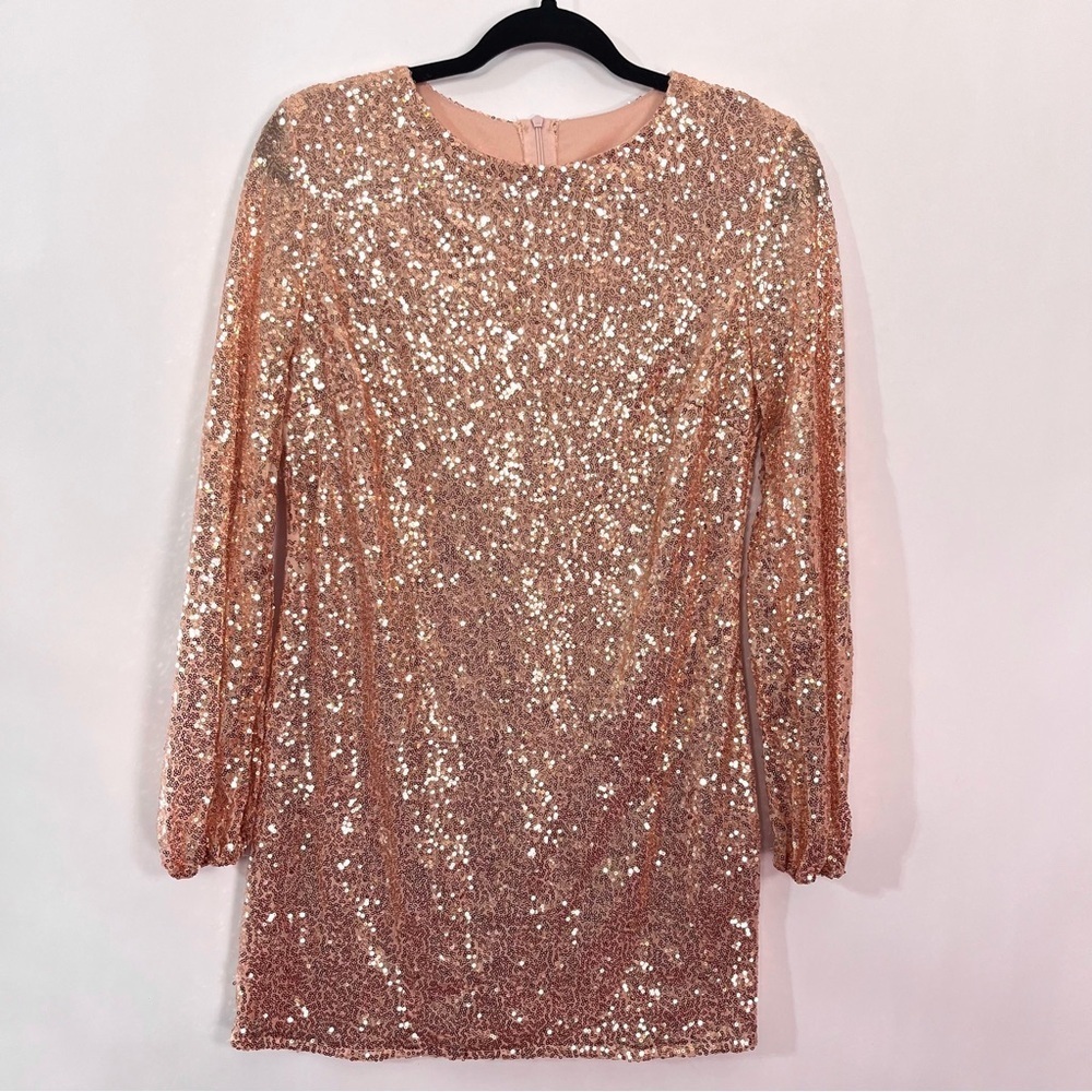 Rose Gold Blush Sequin Tunic Top Sz XL